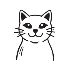 Cat Doodle Black and White Illustration Vector Image Cute Kitten Sketch Line Art Drawing Silhouette