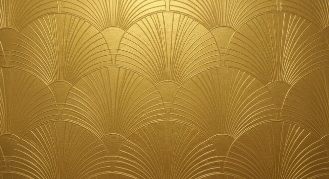 Fototapeta Elegant gold art deco fan pattern wallpaper texture