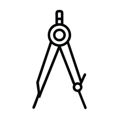 Black drawing compass is accurately rendered in this simplistic, elegant