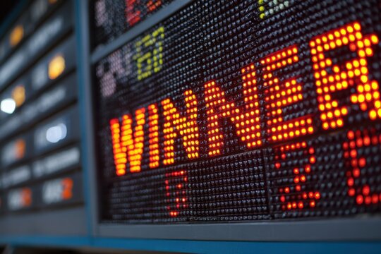 Bright Winner Display on Electronic Scoreboard in Sports Arena