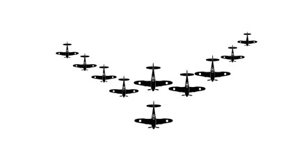 Formation of Vintage Aircrafts in Flight for Historical Aviation Enthusiasts and Educational Projects Related to Aerospace and Military History.