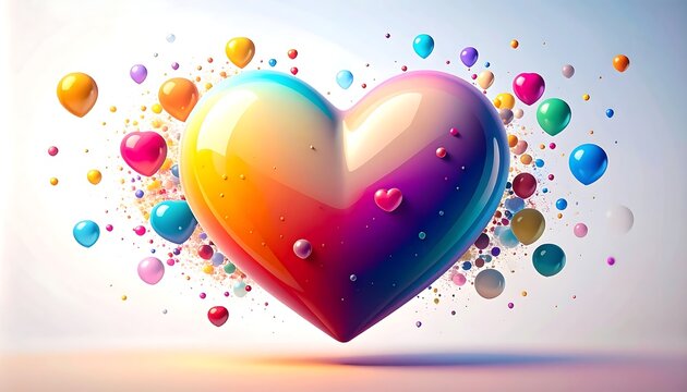 Colorful Heart with Balloons