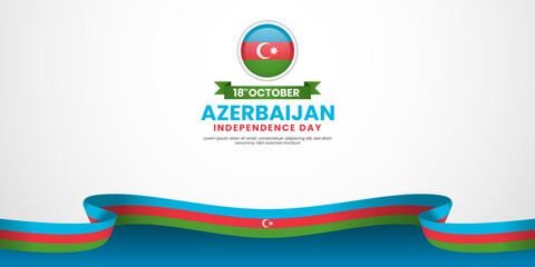 Azerbaijan flag for independence day banner background with waving ribbon flag
