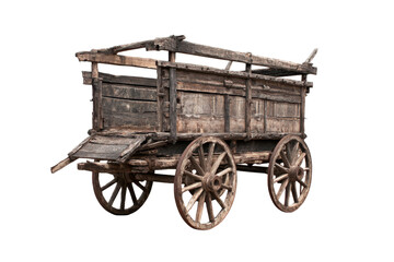 Fototapeta premium Vintage Wooden Trap Carriage on Transparent Background
