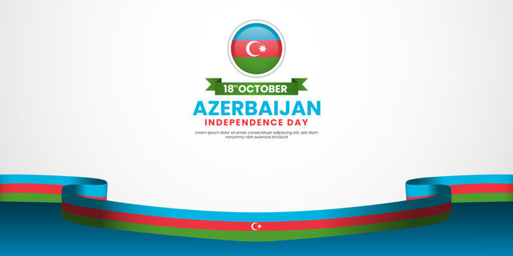 Azerbaijan flag for independence day banner background with waving ribbon flag