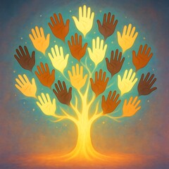 Unity Tree of Helping Hands &ndash; Diversity, Community, and Growth Concept Art