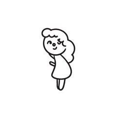 Beautiful Woman Doodle Black and White Illustration Fashion Girl Portrait Line Art Sketch Vector