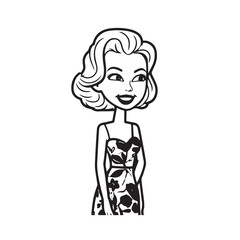 Beautiful Woman Doodle Black and White Illustration Fashion Girl Portrait Line Art Sketch Vector
