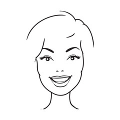 Beautiful Woman Doodle Black and White Illustration Fashion Girl Portrait Line Art Sketch Vector