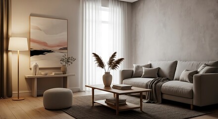Cozy Modern Minimalist Living Room Interior Design.