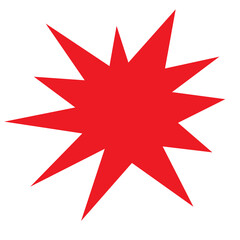 Fototapeta premium Red Starburst Explosion Shape, Sale Discount Badge Icon, Promo Burst Graphic PNG