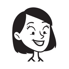 Beautiful Woman Doodle Black and White Illustration Fashion Girl Portrait Line Art Sketch Vector