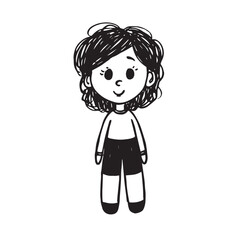 Beautiful Woman Doodle Black and White Illustration Fashion Girl Portrait Line Art Sketch Vector