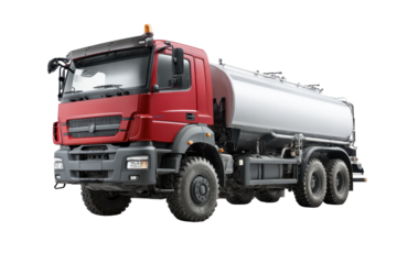 Red Tanker Truck Isolated on Transparent Background