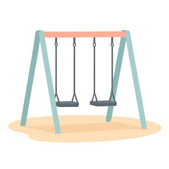 Naklejka premium Two empty swings on sand ground, pastel flat cartoon design