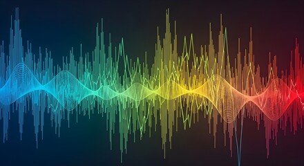 Colorful abstract sound wave visualization with gradient colors on dark