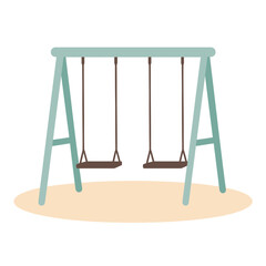 Naklejka premium Double swing under tree in park, empty seats, flat cartoon vector