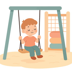 Naklejka premium swings side by side in park, pastel cartoon illustration