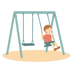 Naklejka premium Empty playground swing set in minimal cartoon style, flat 2D vector