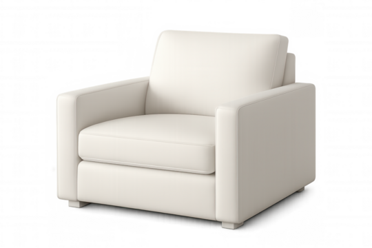 White armchair positioned against transparent backdrop, complementing contemporary minimalist interior design styling