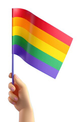 Fototapeta premium PNG 3d hand holding a rainbow flag independence celebration patriotism.
