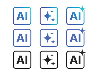 AI generate icon set, artificial intelligence star logo