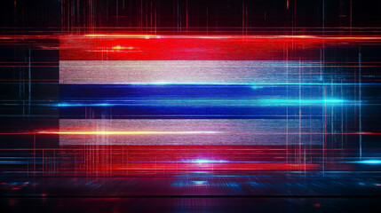 Futuristic Thailand Flag Banner Graphic Nation Patriotism Stripes Identity Red Blue White