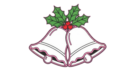 Isolated Christmas Bells with Holly