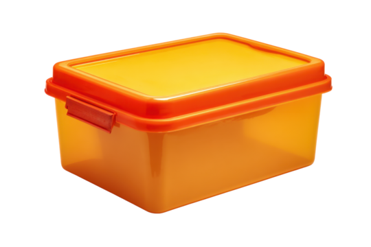 Orange Plastic Storage Container with Snap-On Lid