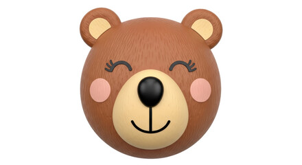 Isolated Cartoon Bear Face with Cute Expression