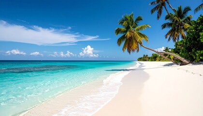 Fototapeta premium Tropical beach captured with minimalist style, professional photography, no distortion, clean colors
