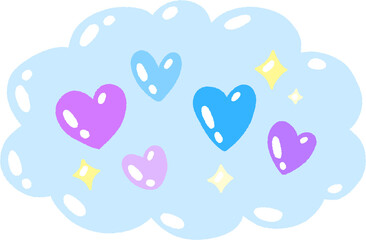 Blue Bubble with Colorful Hearts – Fantasy Love Clipart Illustration