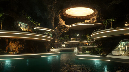 fountain in the night