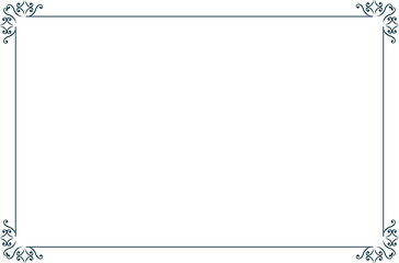 Elegant Pastel Blue Decorative Vintage Frame with Swirl Ornaments. 886