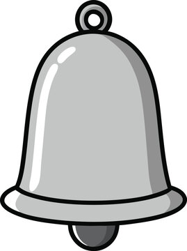 Small polished silver bell icon vector illustration scalable metallic chime graphic element