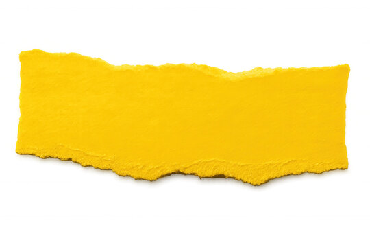 Horizontal yellow ripped piece of paper with transparent background, ideal for adding a textured touch to designs