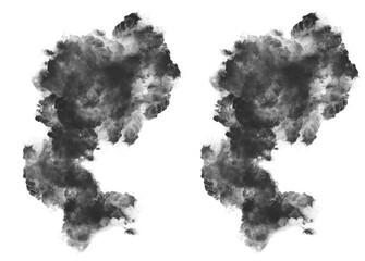 Ethereal Smoke Cloud Duo A Comparison of Isolated and Transparent Backgrounds for Atmospheric Effects in Digital Art and Design Projects
