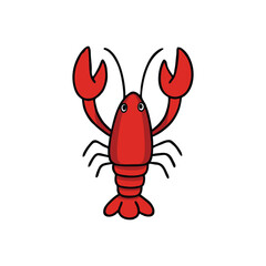 Simple Cartoon Red Lobster Illustration