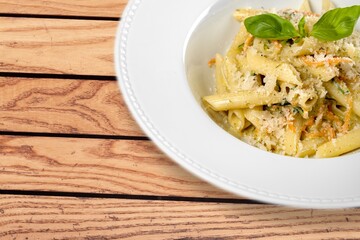 Classic tasty italian pasta in plate