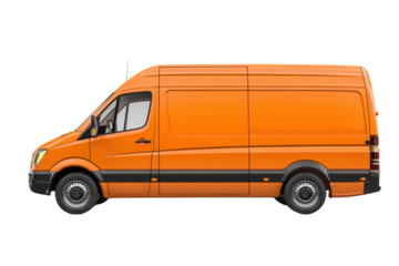 Orange Cargo Van Profile on Transparent Background
