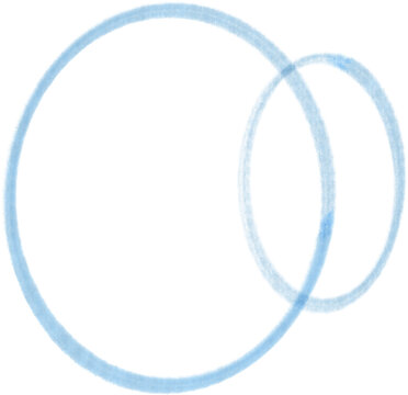 Blue Double Circle Outline &ndash; Hand Drawn Minimal Overlapping Shape Clipart PNG