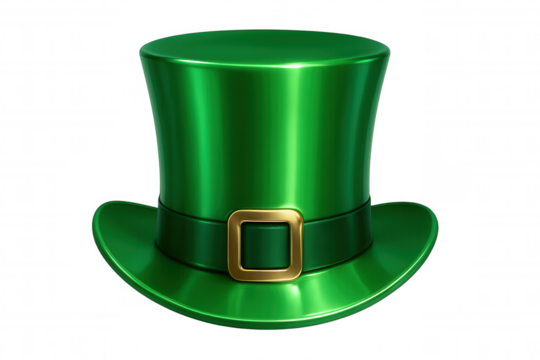 Green leprechaun hat with golden buckle celebrating saint patrick's day on transparent background