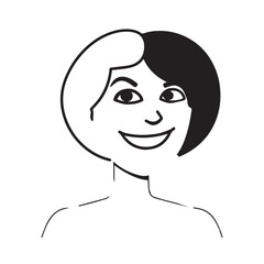 Beautiful Woman Black and White Vector Image Illustration Fashion Girl Portrait Line Art Drawing