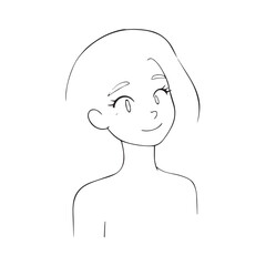 Beautiful Woman Black and White Vector Image Illustration Fashion Girl Portrait Line Art Drawing