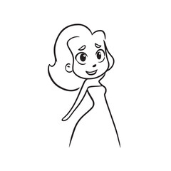 Beautiful Woman Black and White Vector Image Illustration Fashion Girl Portrait Line Art Drawing