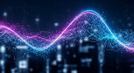 Abstract Waveform Over Cityscape.