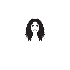 Beautiful Woman Black and White Vector Image Illustration Fashion Girl Portrait Line Art Drawing