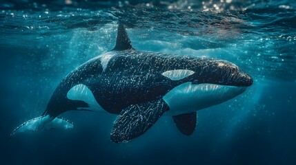 Fototapeta premium Orca whale underwater photography killer whale ocean wildlife marine animal