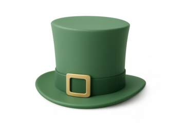 3d rendering of a green leprechaun hat with golden buckle, celebrating saint patrick's day on a transparent background
