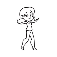 Beautiful Woman Black and White Vector Image Illustration Fashion Girl Portrait Line Art Drawing